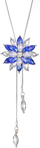 TOFBS Blumenform Kristall Halskette Lange Kette Anhänger Schmuck Damenschmuck Elegant Verstellbar Quaste Accessoire von TOFBS