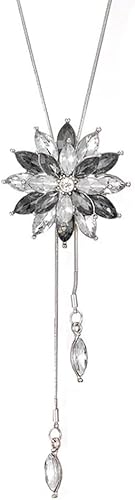 TOFBS Blumenform Kristall Halskette Lange Kette Anhänger Schmuck Damenschmuck Elegant Verstellbar Quaste Accessoire von TOFBS
