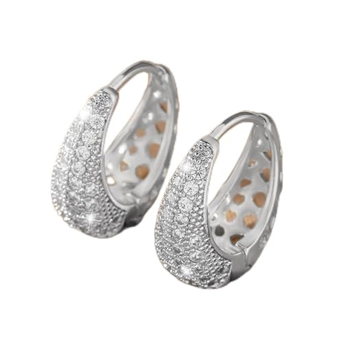 TOFBS Tropfenform Creolen Ohrringe Zirkonia Schmuck Damen Silberfarbig Glänzend Hochwertig Elegant Klassisch von TOFBS