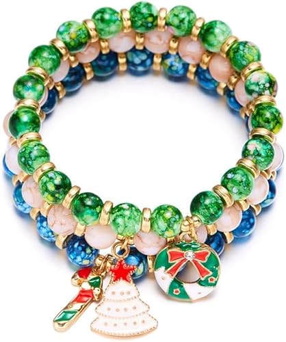TOFBS Weihnachten Perlen Armbänder Set 3 Stück Weihnachten Schmuck Set Weihnachten Geschenk Mädchen Anhänger Perlen Armbänder #1 von TOFBS