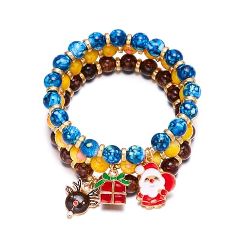 TOFBS Weihnachten Perlen Armbänder Set 3 Stück Weihnachten Schmuck Set Weihnachten Geschenk Mädchen Anhänger Perlen Armbänder #2 von TOFBS