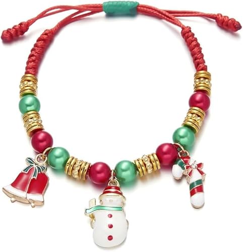 TOFBS Weihnachten Perlen Armbänder für Damen Handgefertigte Geflochtene Armbänder Verstellbar Armbänder Weihnachten Nikolaus Weihnachten Schmuck #1 von TOFBS