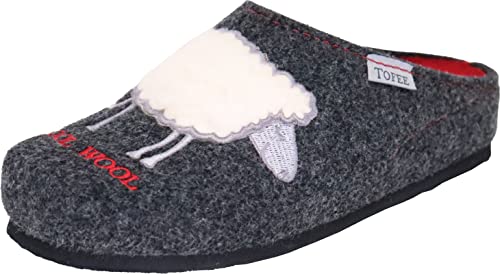 TOFEE Damen Hausschuhe Pantoffeln Schaf-Applikation, Größe:38 EU, Farbe:Grau von TOFEE