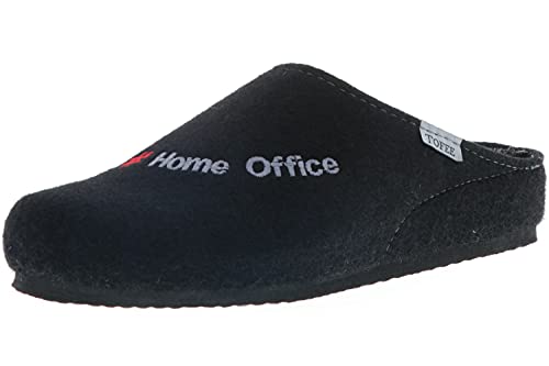 Tofee Herren Hausschuhe Pantoffeln Pantoletten Naturwollfilz (#HomeOffice) schwarz, Größe:42, Farbe:Schwarz von Tofee