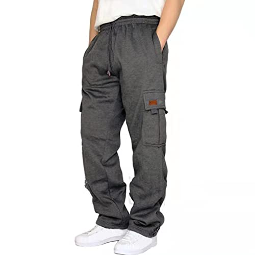 Chino Hose Herren Hohe Taille Dünne Business Cargohose Mit Kordelzug Mittelalter Stoffhose Kleidung Herren Modern Regular Herbst Winter Sportbekleidung Für Herren Bundeswehr Hosen Dunkelgrau XL von TOFOTL