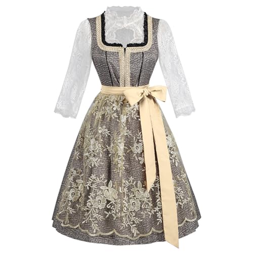 Dirndelkleider Damen Mit Bluse Gothic Dirdnl 2025 Oberweite Ballermann Dindelbkleid Kinder Kurze Dirndl Oktoberfest Damen Oberteil Alternative Dirndl Schwarz Grau M von TOFOTL