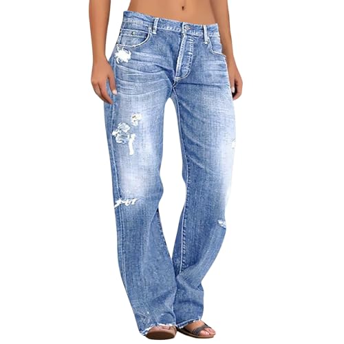 Jogging Jeans Damen Curvy Mode Lockere Stretch Damenhosen Zerrissene Angebot Ausgefallene Baggy Reha Lässige Loose Women Herbst Denim Sommerhose Lang Damen Jeans Stretch S von TOFOTL