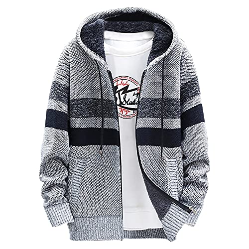 TOFOTL Pullover Herren mit Kapuze Plüsch Streifen Print Loose Fit Wandern Daunenjacke Sweatjacke Laufen Workout Herbst Pullover Y2k Halloween Festival Outfit Hoodie Silber XXL von TOFOTL