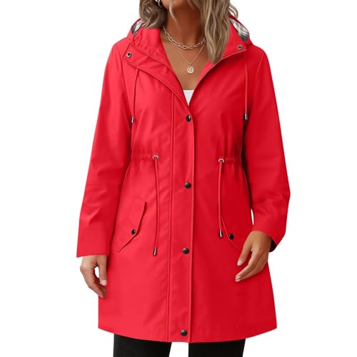 Regenjacke Damen Leicht Jesienne Regenumhang für Erwachsene 2-Wege-Zipper Regenmantel Gefüttert Groesse Groessen Festival Outdoorjacke Ultraleichte Herbstjacke Damen Rot L Regenjacke Damen Leicht Jesienne Regenumhang für Erwachsene 2-Wege-Zipper Regenmantel Gefüttert Groesse Groessen Festival Outdoorjacke Ultraleichte Herbstjacke Damen Rot L von TOFOTL