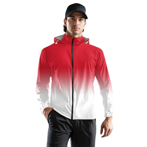TOFOTL Atmungsaktive Regenjacke Herren Lodenmantel Joggen Fahrradjacke Herren Regenmantel Herrenjacken Wassersäule Field Outdoorjacke Jogging Wasserdichter Regenschutz Fahrrad Rot XXL von TOFOTL