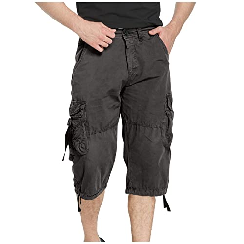 TOFOTL Cargo Shorts Herren Stretch Cargo Cargohose Lang Hawaii Hemden Regular Sporthose Bermuda Sweathose Herren Kurz Sweat Shorts Herren Fit Stoffhose Dunkelgrau 38 von TOFOTL