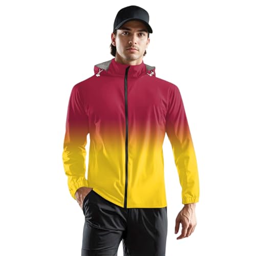 Fahrrad Regenbekleidung Outdoor Fahrradjacke 10000Mm Wassersaeule Regenjacke Herren Dünn Warm Security Regenkappe Trainings Otorrad Military Jacke Regenmantel Herren Wasserdicht Rot XL von TOFOTL