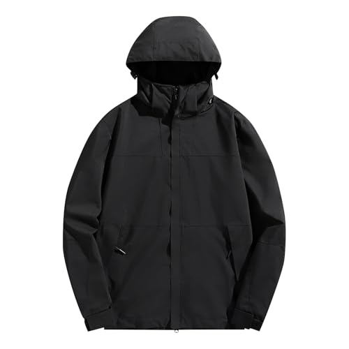 TOFOTL Funktionsjacke Übergang Techwear Faltbar Sport Regenjacke Herren Ultraleichte Regenparka Einweg Gefütterte Innenjacke Regenmantel Lang Skijacke Herren Schwarz 6XL von TOFOTL