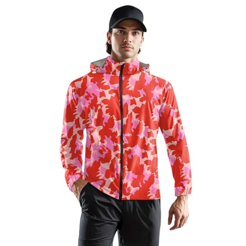 TOFOTL Herren Regenjacke Wasserdicht Softshelljacke Für Herren Regencape Allwetterjacke Softshell Faltbar Jagd Softshelljacken Lauf Ausrüstung Softshelljacke Regenmantel Fahrrad Rosa S von TOFOTL