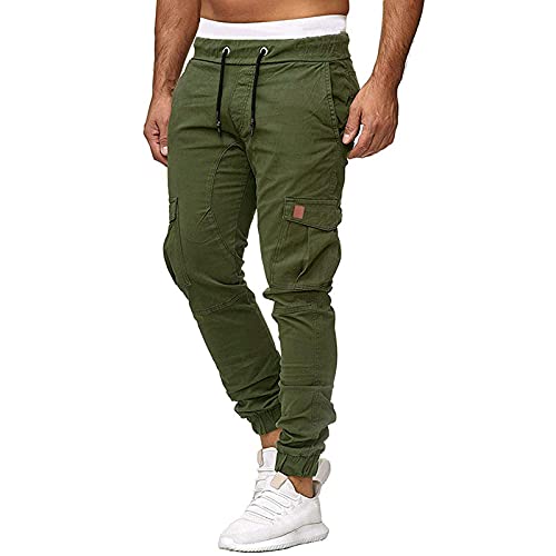 TOFOTL Hosen Herren Baggy Cargo Sport Yogahose Breite Stretch Freizeithose Herrenhosen Chino Winter Halloween Fitness Herren Kleidung Anzughose Herren Slim Fit Armeegrün L von TOFOTL