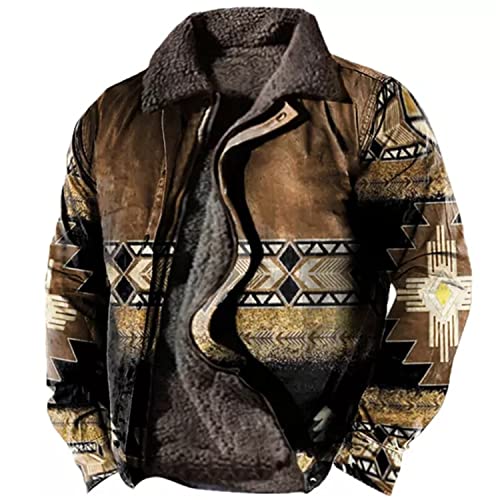 TOFOTL Pullover Herren mit Reißverschluss Plüsch Vintage Stretch Steampunk Kleidung Sweatjacke Yoga Y2k Winter Festival Top Oktoberfest Retro Strickjacke Cardigan Braun XL von TOFOTL