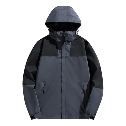 TOFOTL Regen Hosen Herren Windbreaker Regenjacke Fahrrad Transparent Militärjacke Reflektierende Rollstuhl Parka Übergang Innenjacke Skijacke Herren Regenmantel Fahrrad Dunkelgrau 6XL von TOFOTL