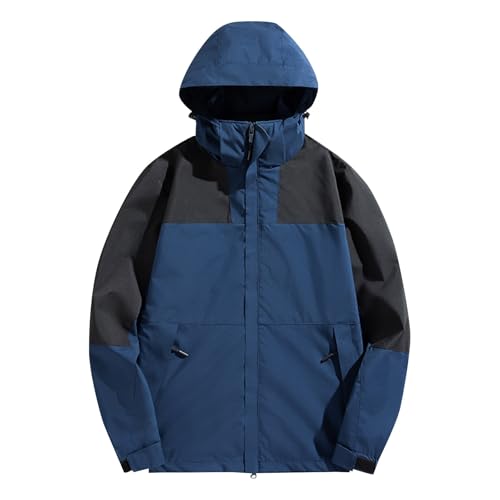 TOFOTL Regen Jacke Jagd Ultraleicht Regenkappe Techwear Langer Regenmantel Outdoorjacke Softshelljacke Für Herren Hardshelljacke wasserdichte Regenset Regenjacke 176 Jungen Wasserdicht Marine 6XL von TOFOTL