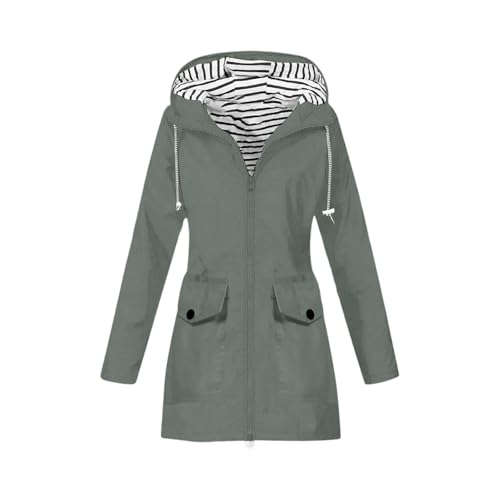 TOFOTL Regenjacke Und Hose Damen Jesienne Wetterjacken Regenmantel Fahrrad Reitmantel Herbstmantel Grosse Grössen Herbstmantel Fahrrad Funktionsjacke Regen Regenbekleidung Damen A-Dunkelgrau S von TOFOTL