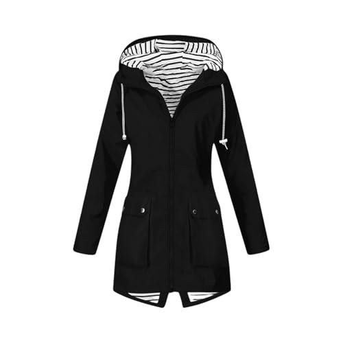 TOFOTL Regenmantel Damen Wasserdicht Teddy Steppjacke Regenjacken Für Teddyjacke Herausnehmbarer Regenüberzug Große Größen Rain Jacket Wander Regenhut Übergangsmantel Damen A-Schwarz XXL von TOFOTL