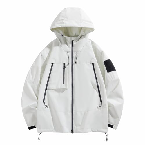 TOFOTL Regenmantel Herren Wasserdicht Atmungsaktiv Winddichte Herbstjacke Rain Skijacke Wachsmantel Golf Fahrradregenponchos Segeln Regenjacke Fahrrad Zubehör Wasserdicht Jacke Herren Weiß S von TOFOTL