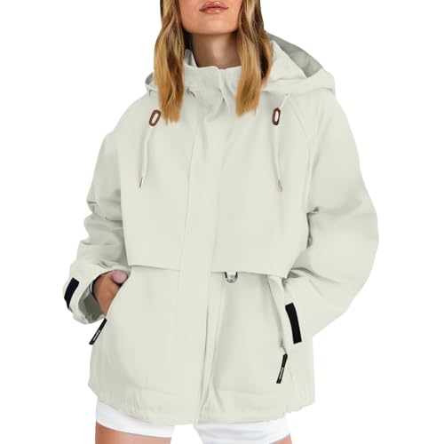 TOFOTL Regenponcho Damen Wasserdicht Fahrradponcho Rucksack Windjacke Teenager Atmungsaktive Regenmantel Gefüttert Regenjacke XS Wetterjacke Regenmantel Damen Wasserdicht Weiß S von TOFOTL