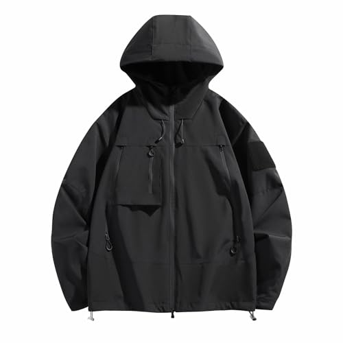 Regenponcho Mit Ärmeln Jackets wasserdichte Regenmantel Herren Wasserdicht Lang Regenjacke Lang Otorrad Dünne Stadionjacke Golf Militär Sportjacken Herbstjacke Herren Schwarz S von TOFOTL
