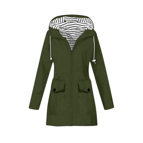 TOFOTL Softshellmantel Lightweight Teenager Outdoor Regenjacke Damen XXL Jugendliche Regenmantel Lang Wasserdicht Dünne Reitmantel Regenoverall Longjacke Winterjacke Damen A-Armeegrün S von TOFOTL