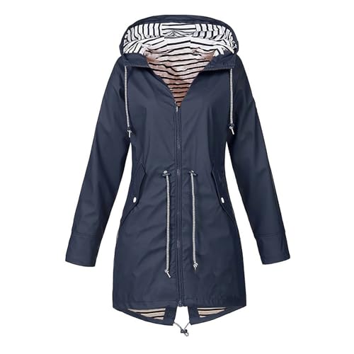 TOFOTL Wetterjacken Damen Wasserfeste Regenhaut Radjacke Coat Dicke Wintermantel Regenmantel Wasserdicht Atmungsaktiv Reflektierende Winterjacke Running Regenjacke Damen Xs A-Dunkelblau L von TOFOTL