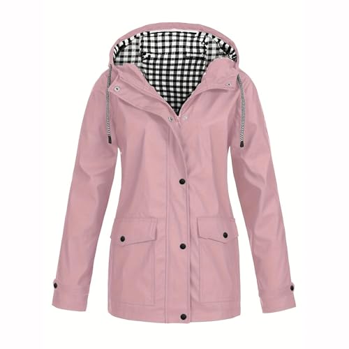 TOFOTL Winterjacke Damen Reitregenmantel Winterjacke Reißverschluss Longjacke Ski Funktionsmantel Outdoor Jacke Regenbekleidung Gefütterte Regenmantel Doppeljacke Outdoor Regenjacke Damen A-Rosa L von TOFOTL
