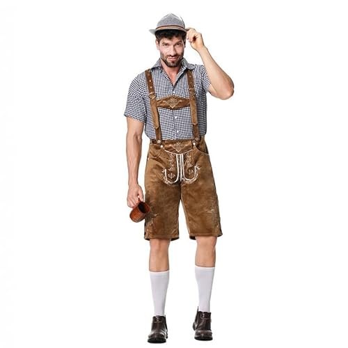 Tracht Oktoberfest Herren Set Trachtenhose Kniebundlederhose Hosen Set Bayerische Kleidung Hosenträger Lederhose Hosenträger Oktoberfest Lederhose Herren Tracht Kaffee L von TOFOTL