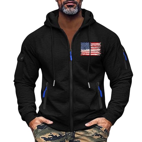 Zipper Hoodie Herren Pullover Elegant MTB Wollpullover Sweatjacke 4XL Kapuzenpullover Thermo Warme Wollpulli Baumwoll Pullover Herren Sweatshirt Ohne Kapuze Multicolor M von TOFOTL