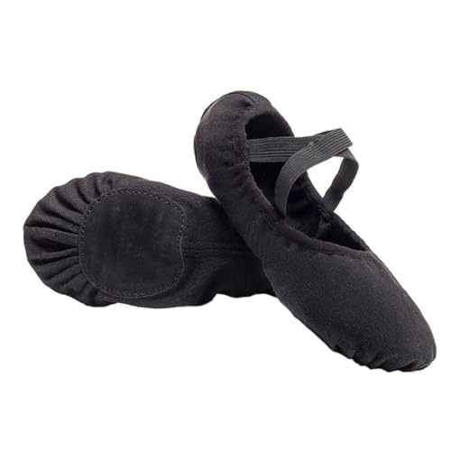 TOGEVAL 1 Paar Damen Tanzübungsschuhe Ballerinas Nicht binden Kinderballett balettschuhe Ballet Schuhe Kinder Ballettschuhe Balletttanzschuhe Ballettschuh für Erwachsene Leder Black von TOGEVAL