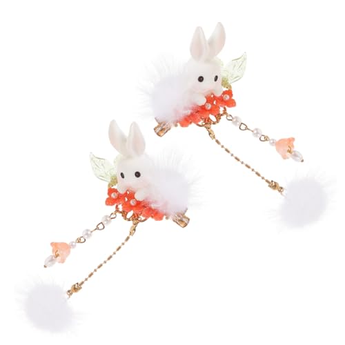 TOGEVAL 1paar Süße Hasen-haarspangen Für Quasten Haarschmuck Für Ostern Für Festliche Outfits Komfortabel Und Ansprechend Accessoire Für Mädchen von TOGEVAL
