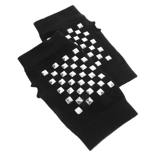 TOGEVAL Süße Strickhandschuhe Für Damen Fingerlos Bestickt Halbfinger-fäustlinge Warm Für Teenager Cosplay Tanz von TOGEVAL