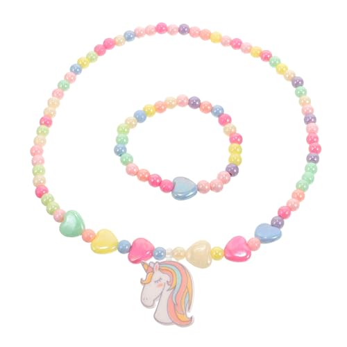 TOGEVAL Einhorn Perlen Halskette Für Mädchen Süße Dekorative Armband Mit Perlendesign Acrylmaterial Vielseitig Für Mottopartys Und Geburtstage von TOGEVAL