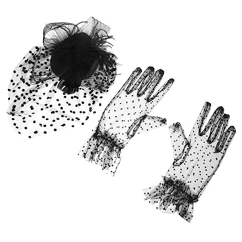 TOGEVAL 1 Satz Handschuhe Topper-Set Braut Hut einfarbiger Hut Brautoutfits Tea-Party-Stirnbänder für Damen Frauen kleiden Hüte stylischer Hut und Handschuhe Haarschmuck Stoff Black TOGEVAL 1 Satz Handschuhe Topper-Set Braut Hut einfarbiger Hut Brautoutfits Tea-Party-Stirnbänder für Damen Frauen kleiden Hüte stylischer Hut und Handschuhe Haarschmuck Stoff Black von TOGEVAL