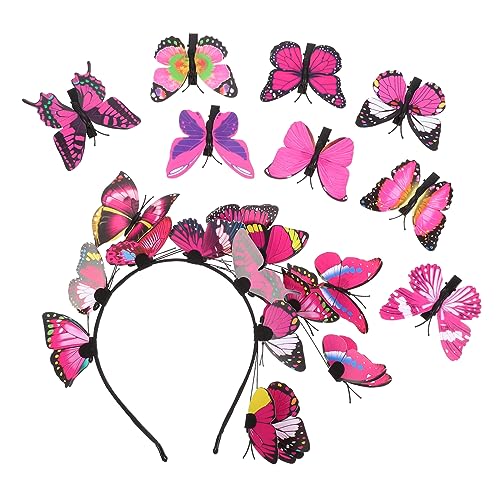 TOGEVAL 1 Satz Schmetterlinge Haaraccessoire Set Teiliges Set mit Haarreif und Haarspangen Leichtes und Komfortables Design für Damen für Hochzeiten und Partys Anpassbare Dekorationen von TOGEVAL