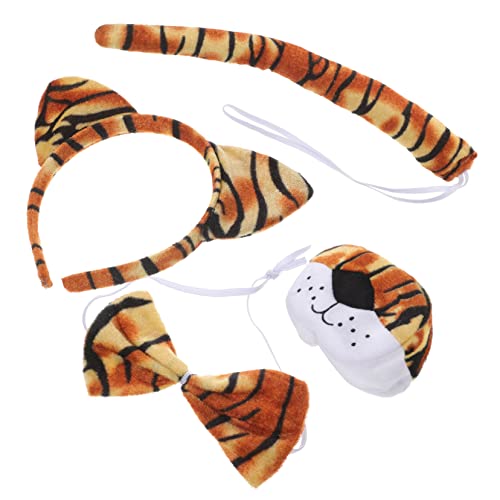 TOGEVAL Tiger Cosplay Satz für Tiger Stirnband und Fliege Lustiges Kostüm für Karneval und Mottoparty von TOGEVAL