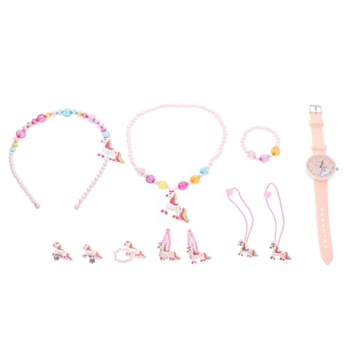TOGEVAL 1 Satz Uhrenset lernuhr Kinder kinderlernuhr Einhörner Haarschmuck für Mädchen Haarschmuck für Kinder Mädchen Anzug Einhörner Armband Einhörner- für Mädchen Plastik Rosa von TOGEVAL