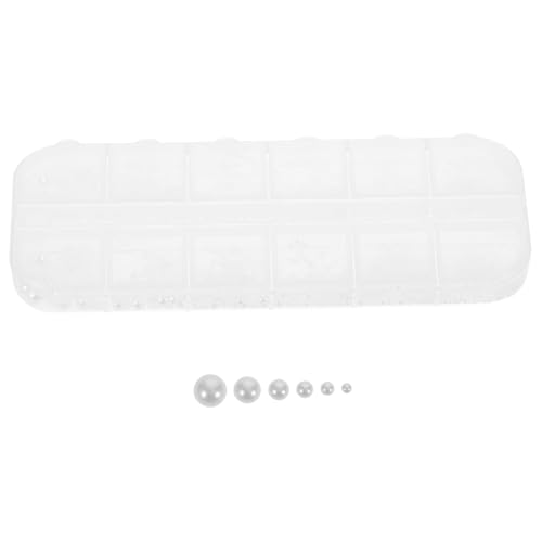 TOGEVAL 1 Schachtel Fach Box Weiß Halbperlen Flatback Nagelkunst Schmuck Halbrund Perlen für Acrylnägel Nail Art Charms für Hochzeit Party Dekorationen von TOGEVAL