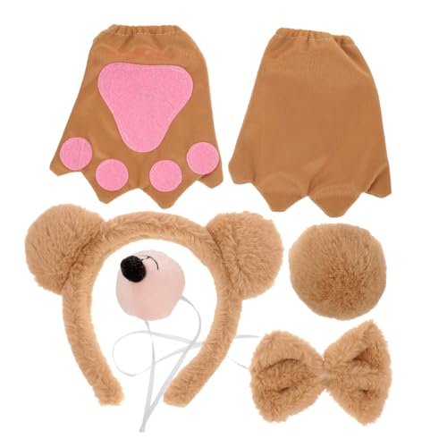 TOGEVAL Bärenohren Stirnbänder Für Mädchen Partygeschenke Cosplay Kostüm Zubehör Nasenstütze Künstliche Nase Kostüm Requisiten Kit von TOGEVAL