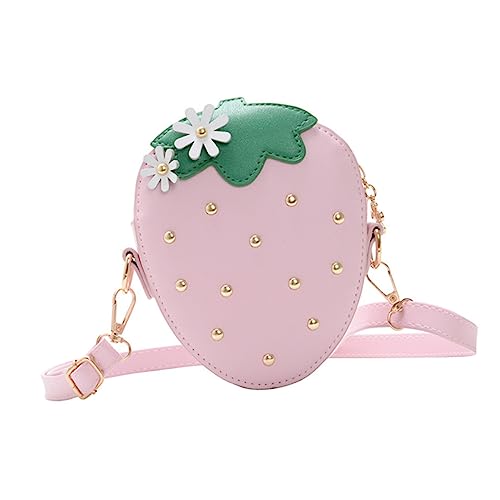 TOGEVAL Süßer Erdbeer Geldbeutel Für Mädchen Einfache Umhängetasche Verstellbarer Schultergurt Für Junge Mädchen Praktische Geldbörse Rosa von TOGEVAL