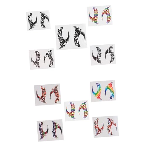 TOGEVAL 10 Paare Festival Eyeliner Sticker Selbstklebend Augen make up Props Lidschatten Schablonen für Mädchen Cosplay und Party von TOGEVAL