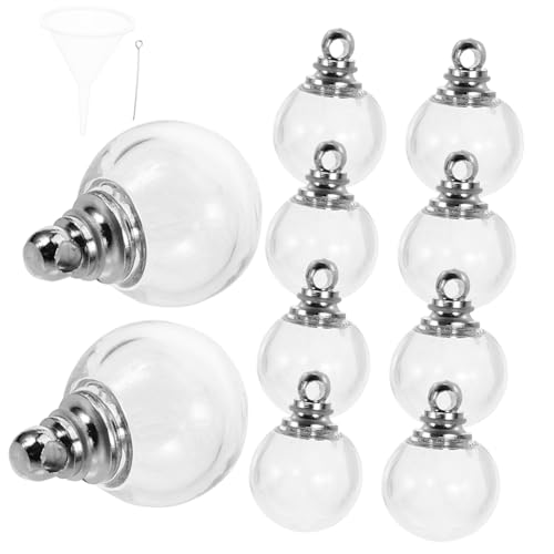 TOGEVAL 10 Stück Glaskugel Anhänger für Schmuckherstellung Kleiner Glaskugeln Durchsichtige Kugel Schmuckanhänger Selbstgemacht Bastelzubehör Hängende von TOGEVAL