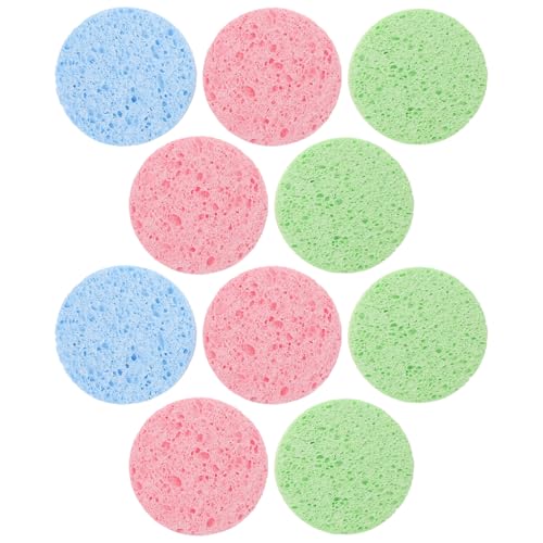 TOGEVAL 10 Stück Natürliche Zellulose Abschminkpads Oval Sanfte Make up Entferner Schwämme für Gesichtsreinigung und Porenpflege Waschbar Handlich für Tägliche Anwendung Zufällige Farbe von TOGEVAL