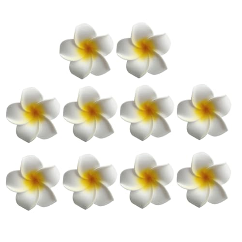 TOGEVAL 10 Stück Teiliges Gelbe Hawaii Haarspangen mit Künstlichen Egg Flower Blüten Filigrane Haarklammern aus EVA Sommerlicher Blumenschmuck für Damen für Strand Party und Alltag von TOGEVAL