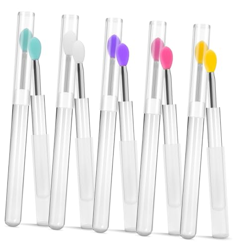 TOGEVAL 10 Stück Teiliges Lippenpinsel aus Waschbarem Silikon mit Kunststoffgriff Wiederverwendbar Vielseitig für Lippenbalsam Lipgloss Lippenmaske und Lidschatten Tragbar für Reise und von TOGEVAL