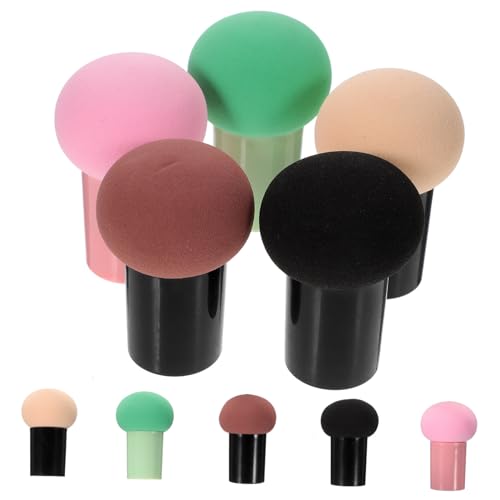 TOGEVAL 10 Stück Teiliges Pilzförmiges Make up Schwämmchen Wiederverwendbare Kosmetikpuderquaste Nass und Trocken Anwendbar Ergonomisch Griff für Foundation Lidschatten und Flüssig make von TOGEVAL