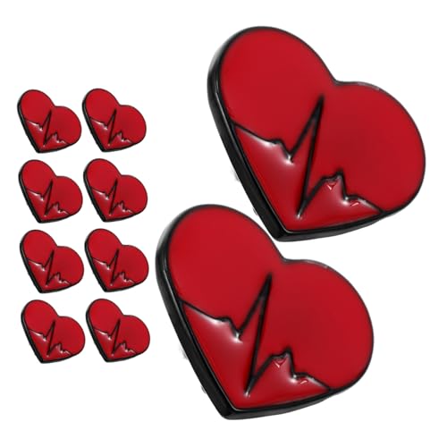 TOGEVAL 10 Stück Teiliges Rotes Herzbroschen Anstecknadeln aus Zinklegierung Symbolisches Liebesdesign Vielseitiger Schmuck für Damen als Valentinstags Partygeschenk von TOGEVAL